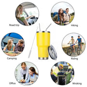 30oz Tumbler With Lids and Straws, Stainless Steel Vacuum Insulated Coffee Tumblers, Insulated Travel Mug Water Cup - Lacatang Shop