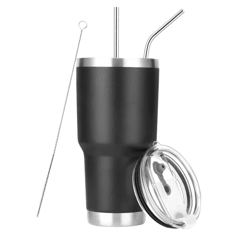 30oz Tumbler With Lids and Straws, Stainless Steel Vacuum Insulated Coffee Tumblers, Insulated Travel Mug Water Cup - Lacatang Shop