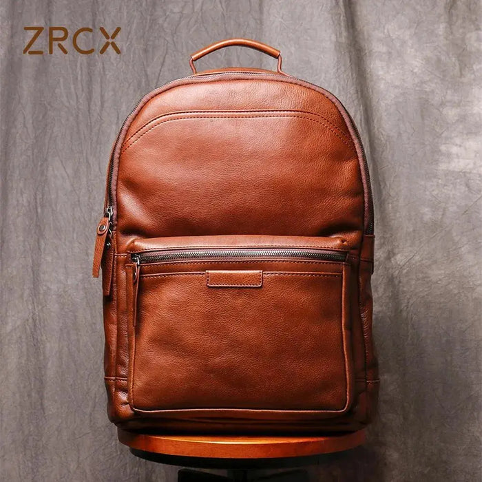 Genuine Leather Men Backpack 14 Inch Laptop Backpack Travel School Backpack Male Fashion Backpack Brown Cowhide Backpack Genuine Leather Men's 14 Laptop Travel School Backpack - Brown  AliExpress Lacatang Shop 