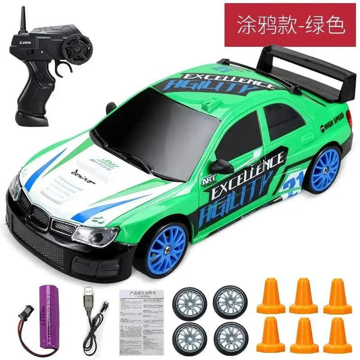 2.4G RC CAR With LED Light 4WD Remote Control Drift Cars Professional Racing Toys GTR Model AE86 for Children Christmas Gifts - Lacatang Shop