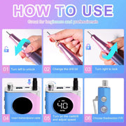 35000RPM Electric Nail Drill Nail Polish Machine Metal Grinding Head Profession Sander Nail Glue Polishing Machine Nail Salon - Lacatang Shop