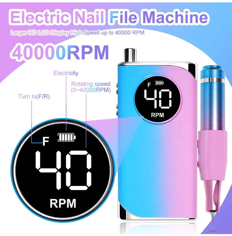 35000RPM Electric Nail Drill Nail Polish Machine Metal Grinding Head Profession Sander Nail Glue Polishing Machine Nail Salon - Lacatang Shop