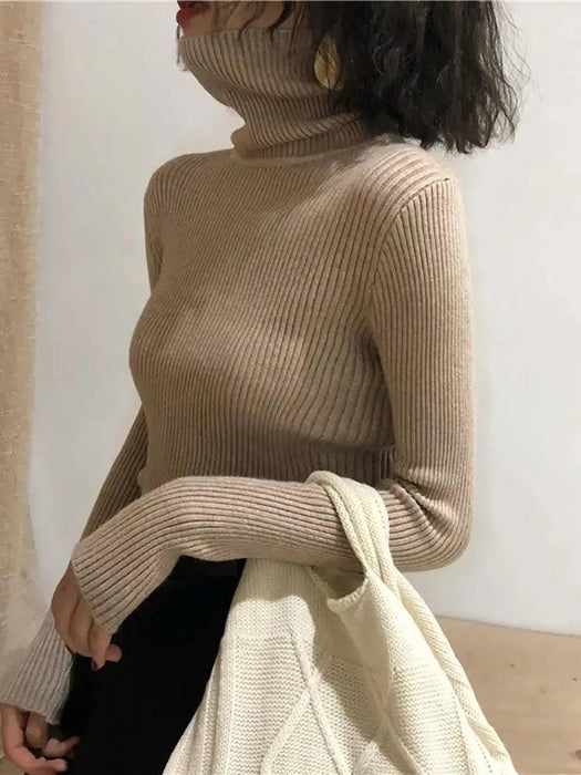 Turtleneck Sweater Womens 2024 Autumn Winter Tops Korean Slim Women Pullover Jumper Knitted Sweater Pull Femme Hiver Truien - Lacatang Shop