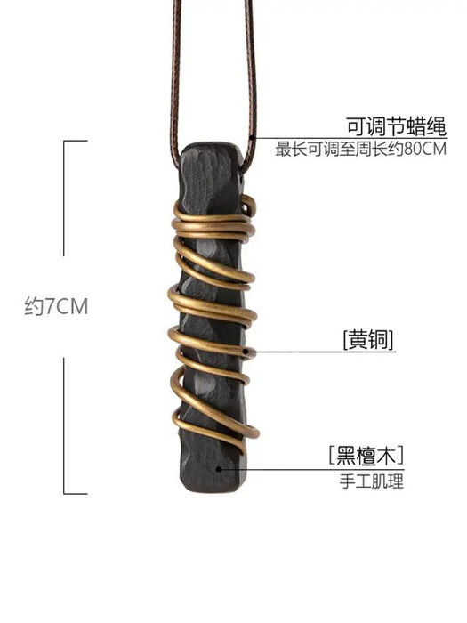 Original Design Ebony Wood Pendant Male Temperament Retro Chinese Ethnic Style Necklace Woolen Chain Female Jewelry New Product - Lacatang Shop