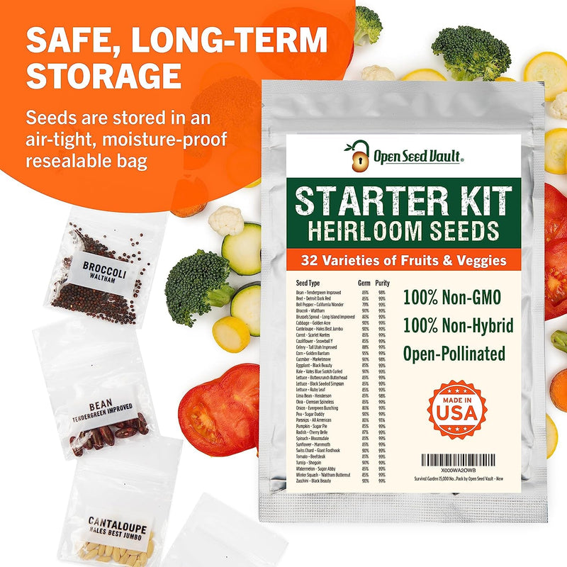 4,000 Non GMO Heirloom Vegetable Seeds for Planting Vegetables and Fruits - 12 Variety Pack of Herb Seeds for Planting Outdoors - Gardening Supplies, Survival Gear, Prepper Kits - Lacatang Shop