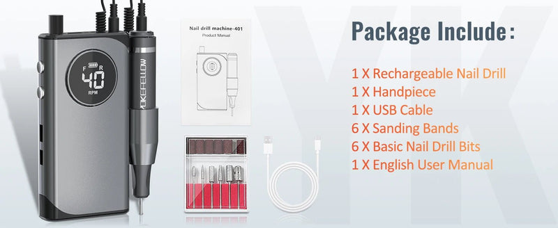 40000RPM ELECTRIC NAIL DRILL MANICURE MACHINE FOR CUTTING UV POLISH GEL 2023NEW RECHARGEABLE PORTABLE ELECTRIC NAIL FILE TOOLS - Lacatang Shop