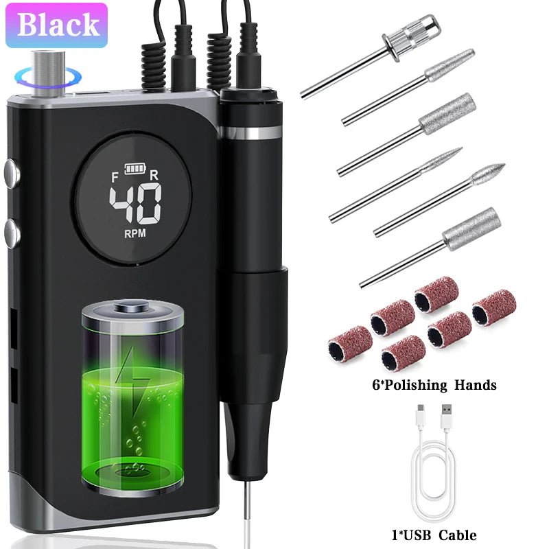 40000RPM ELECTRIC NAIL DRILL MANICURE MACHINE FOR CUTTING UV POLISH GEL 2023NEW RECHARGEABLE PORTABLE ELECTRIC NAIL FILE TOOLS - Lacatang Shop
