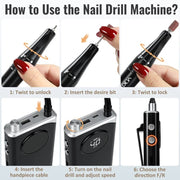 40000RPM ELECTRIC NAIL DRILL MANICURE MACHINE FOR CUTTING UV POLISH GEL 2023NEW RECHARGEABLE PORTABLE ELECTRIC NAIL FILE TOOLS - Lacatang Shop