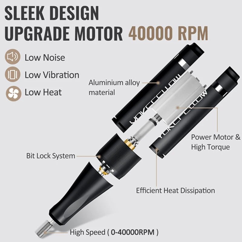 40000RPM ELECTRIC NAIL DRILL MANICURE MACHINE FOR CUTTING UV POLISH GEL 2023NEW RECHARGEABLE PORTABLE ELECTRIC NAIL FILE TOOLS - Lacatang Shop