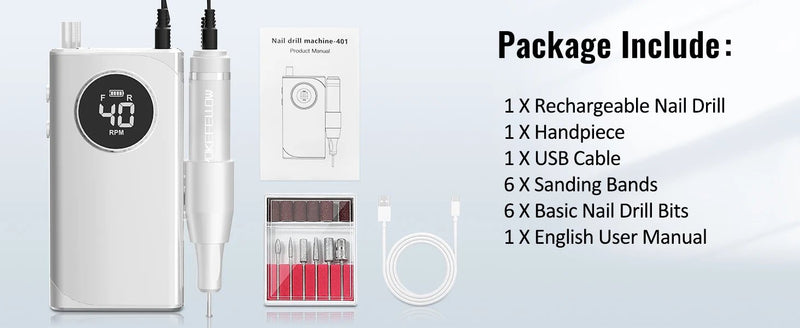 40000RPM ELECTRIC NAIL DRILL MANICURE MACHINE FOR CUTTING UV POLISH GEL 2023NEW RECHARGEABLE PORTABLE ELECTRIC NAIL FILE TOOLS - Lacatang Shop