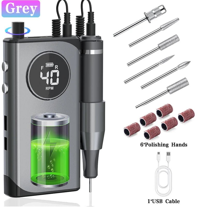 40000RPM ELECTRIC NAIL DRILL MANICURE MACHINE FOR CUTTING UV POLISH GEL 2023NEW RECHARGEABLE PORTABLE ELECTRIC NAIL FILE TOOLS - Lacatang Shop