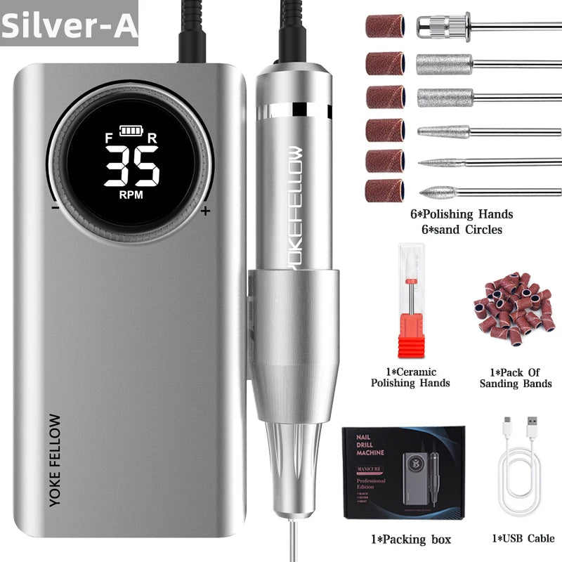 40000RPM ELECTRIC NAIL DRILL MANICURE MACHINE FOR CUTTING UV POLISH GEL 2023NEW RECHARGEABLE PORTABLE ELECTRIC NAIL FILE TOOLS - Lacatang Shop