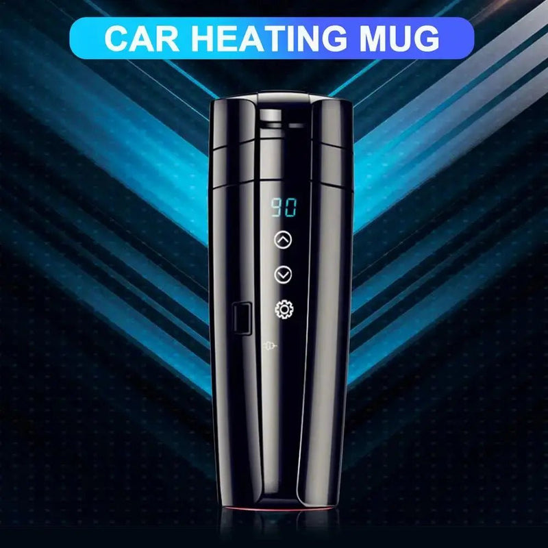 400ml Portable Car Heating Cup 12V 24V Electric Heat Water Cup LCD Display Kettle Coffee Tea Milk 304 Stainless Steel - Lacatang Shop