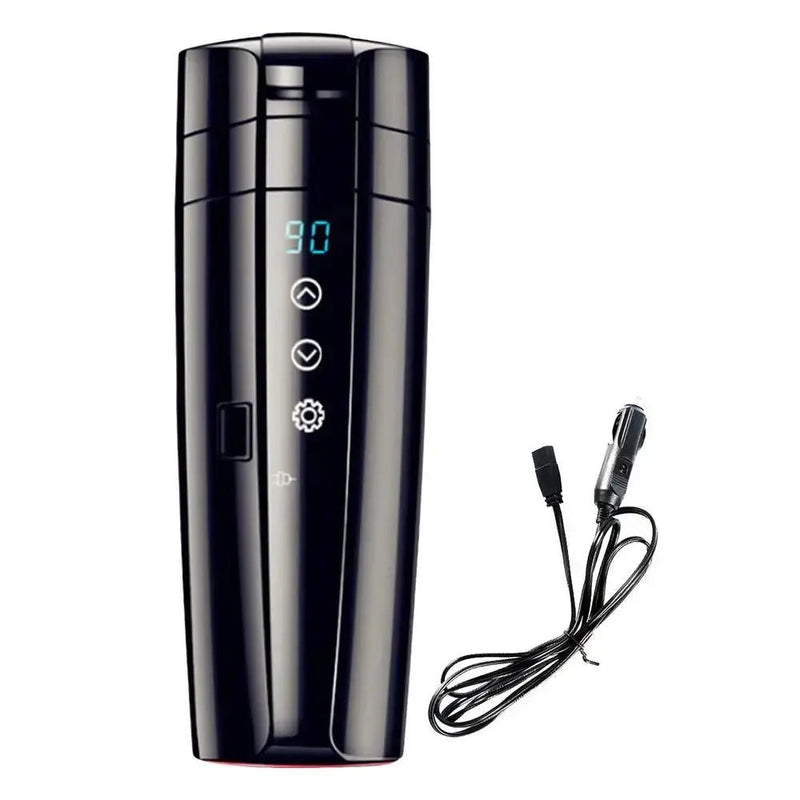 400ml Portable Car Heating Cup 12V 24V Electric Heat Water Cup LCD Display Kettle Coffee Tea Milk 304 Stainless Steel - Lacatang Shop