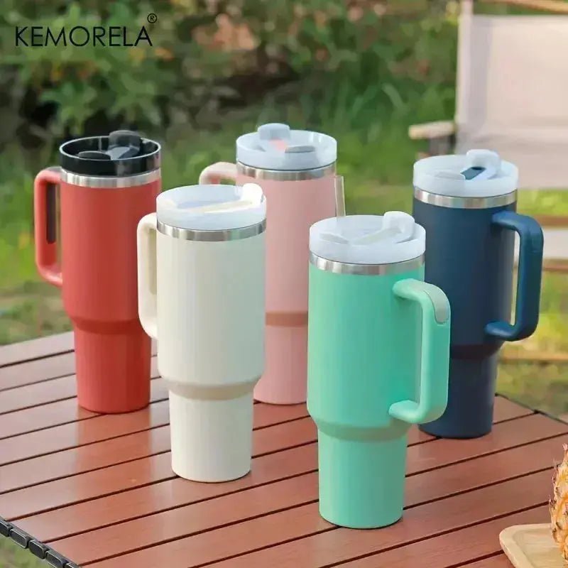 40oz 304 Stainless Steel Insulated Car Cup Cold Hot Water Bottle Thermal Coffee Mugs Vacuum Flask With Handle Straw For Sport - Lacatang Shop