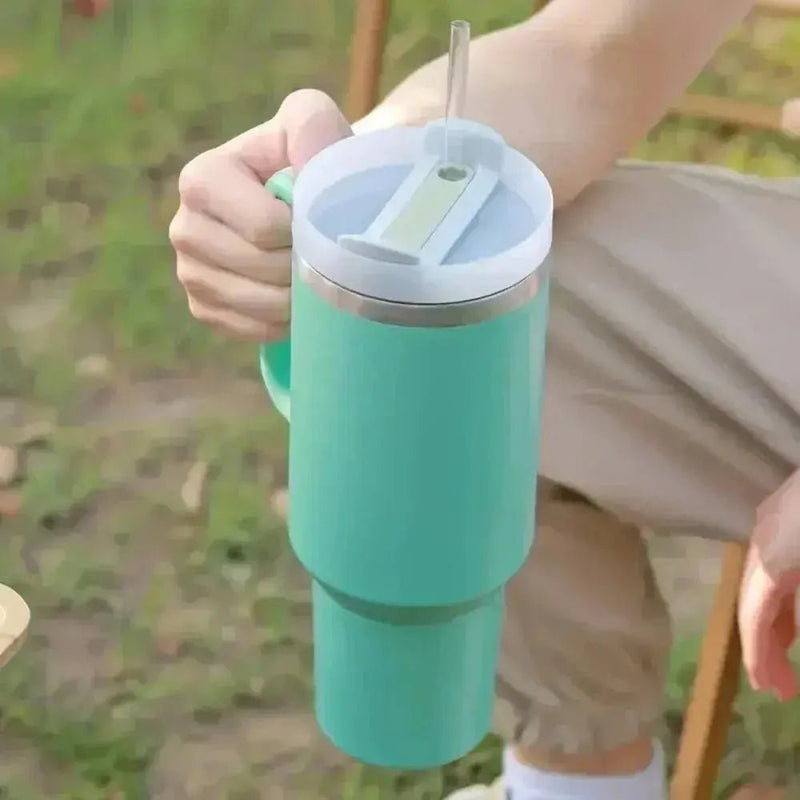 40oz 304 Straw For Sport Stainless Steel Insulated Water Bottle Thermal Coffee Car Cup Cold Hot Mugs Vacuum Flask With Handle - Lacatang Shop