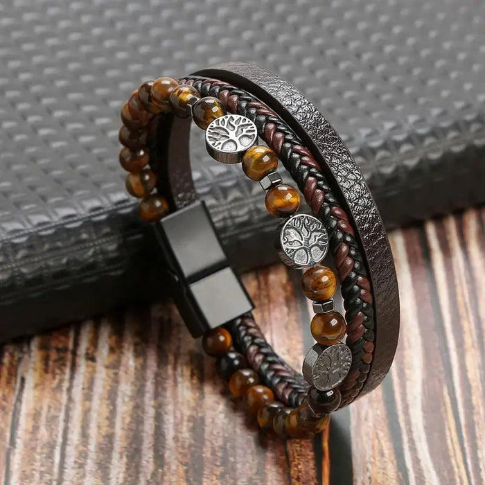 Classic Men's Leather Bracelet New Style Hand-woven Multi-layer Combination Accessory Fashion Man Jewelry Wholesale Dropshipping - Lacatang Shop