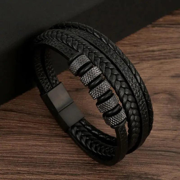 Classic Men's Leather Bracelet New Style Hand-woven Multi-layer Combination Accessory Fashion Man Jewelry Wholesale Dropshipping - Lacatang Shop