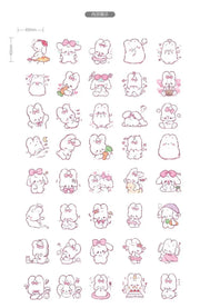 45 Pcs Cute Rabbit Kawaii Stickers for Daily Decoration and Scrapbooking in Korean Diary - Lacatang Shop