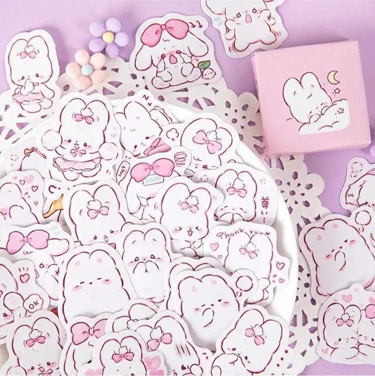 45 - Piece Cute Rabbit Kawaii Sticker Set for Planners and Scrapbooking - Adorable Daily Decorations - Lacatang Shop