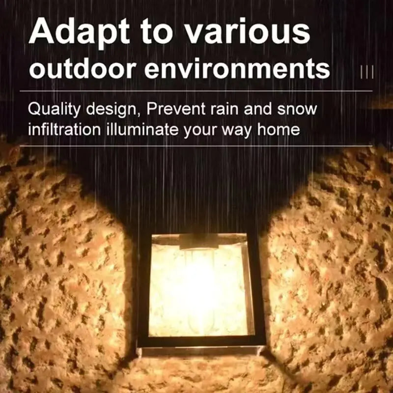 Solar Outdoor Waterproof LED Wall Light Powerful Solar Energy Lamp with Light Sensor for Garden Yard Fence House Decoration