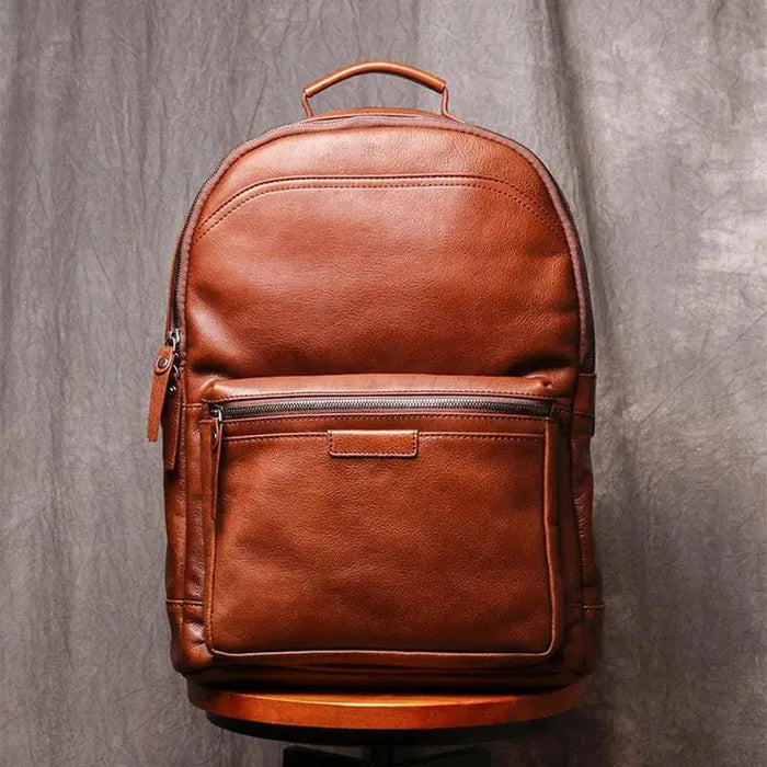 Genuine Leather Men Backpack 14 Inch Laptop Backpack Travel School Backpack Male Fashion Backpack Brown Cowhide Backpack Genuine Leather Men's 14 Laptop Travel School Backpack - Brown  AliExpress Lacatang Shop 