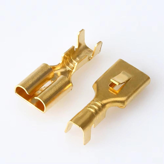 100Pcs/200Pcs H62 Brass Tinned 6.3Mm Automotive Terminal Automotive Connector Female Terminal E6.3B - Lacatang Shop