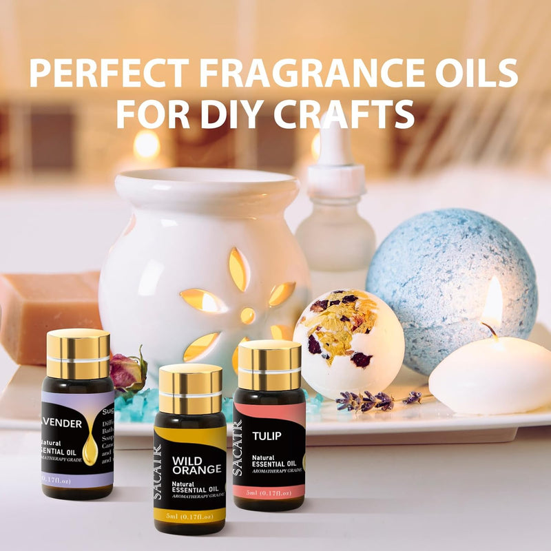 50 Pcs Essential Oils by  Natural Essential Oil Set -Essential Oils Gift Set for Diffuser, Home Care, DIY Candle and Soap Making(50 * 5ML)