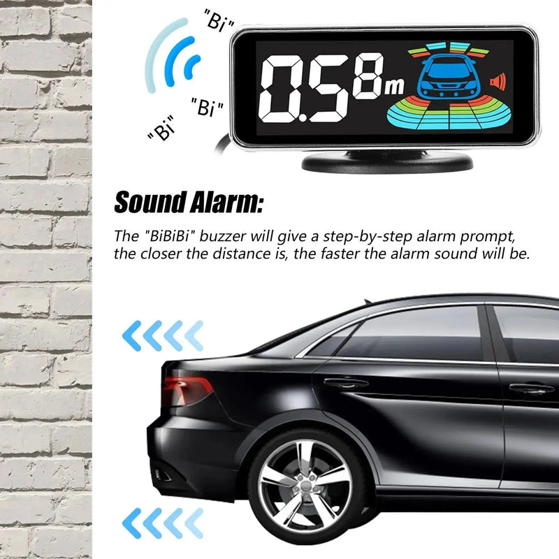 4pcs/8pcs Probes Rear Reversing Radars System LCD Display Car Parking Sensor Distance Detection Sound Warning Buzzer - Lacatang Shop