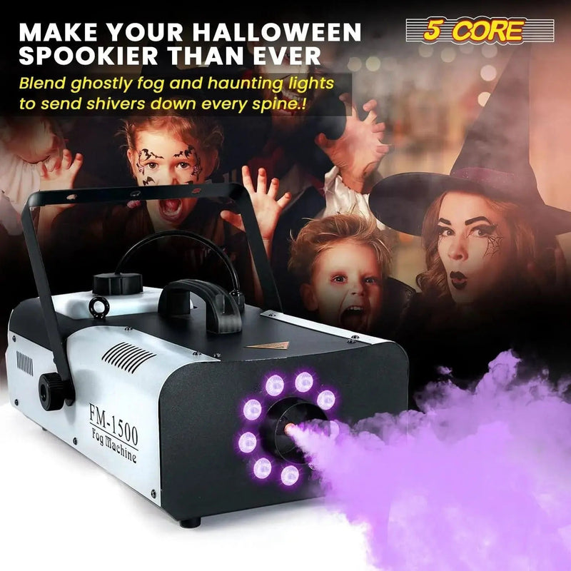 5 Core Fog Machine Indoor Outdoor 1500W 6000CFM Fogger Smoke Machine W LED 2.5 L Tank Remote - Lacatang Shop