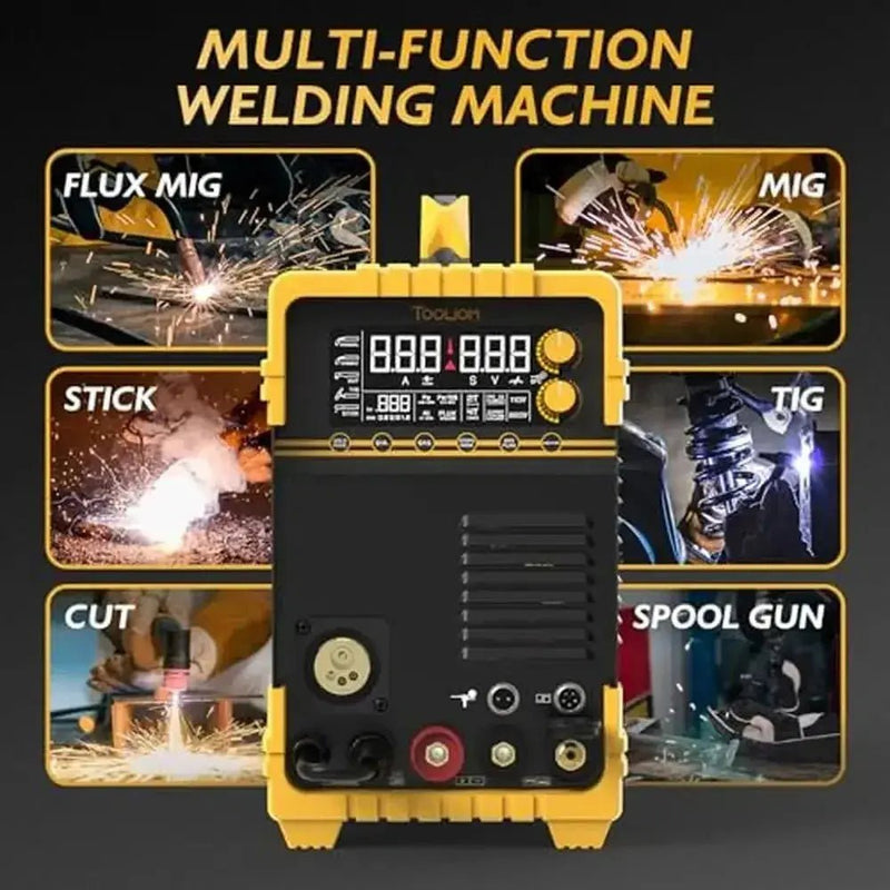 5 - in - 1 Welder 200A MIG/TIG/CUT/Stick Dual Voltage Aluminum Welding Machine LCD Display Plasma Cutter Compatible Spool Gun - Lacatang Shop