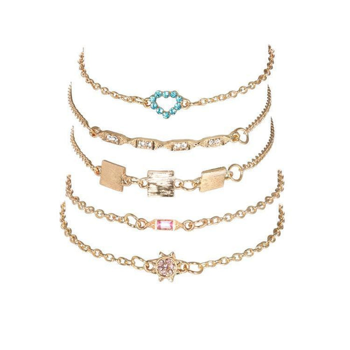 5 Piece Cute & Kitschy Pav'e Minimalist Bracelet Set - Lacatang Shop