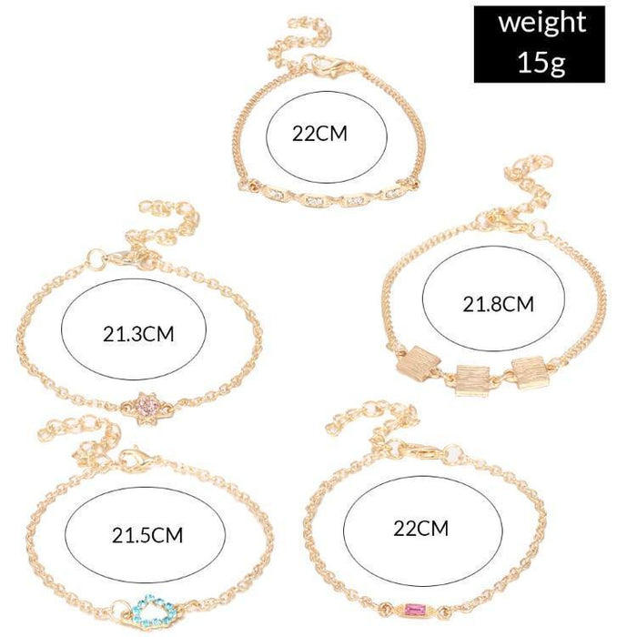 5 Piece Cute & Kitschy Pav'e Minimalist Bracelet Set - Lacatang Shop