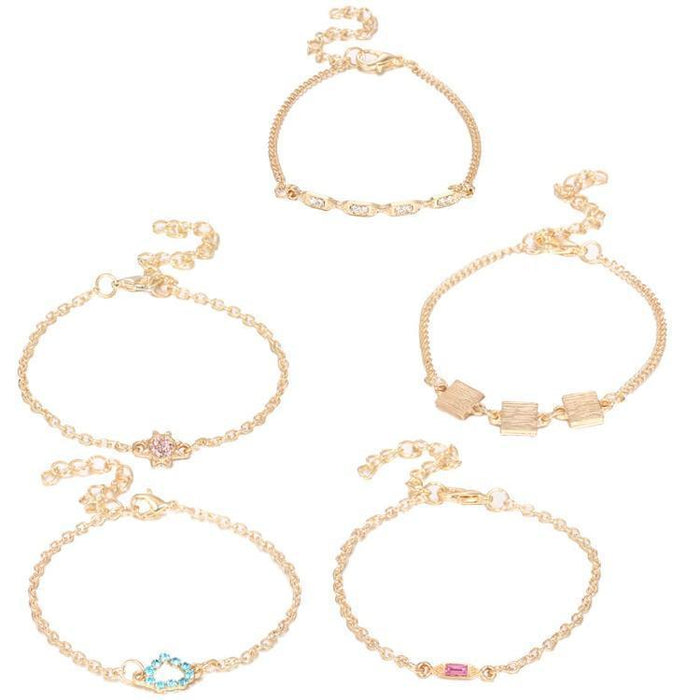 5 Piece Cute & Kitschy Pav'e Minimalist Bracelet Set - Lacatang Shop