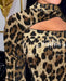 Hot Selling 2024 Fashion Leopard Print Stand Up Collar Long Sleeved Contrasting Sequin Jumpsuit Hollowed Out Women's T-Shirt - Lacatang Shop