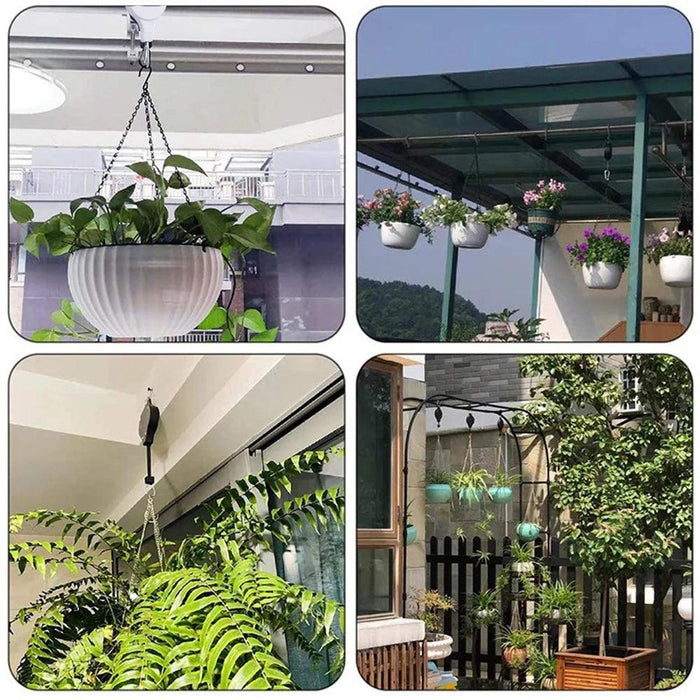 Garden Baskets Pots Hanging Hook Adjustable Lift Plant Pulley Set Retractable Pulley Pull down Hanger Plants Flower Hanger Hook - Lacatang Shop