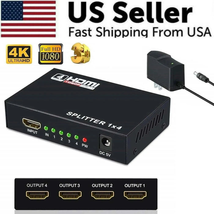 4 Port HDMI 4K Hub Multi Splitter & Amplifier For 3D HDTV 1080P 1X4 1 - Lacatang Shop