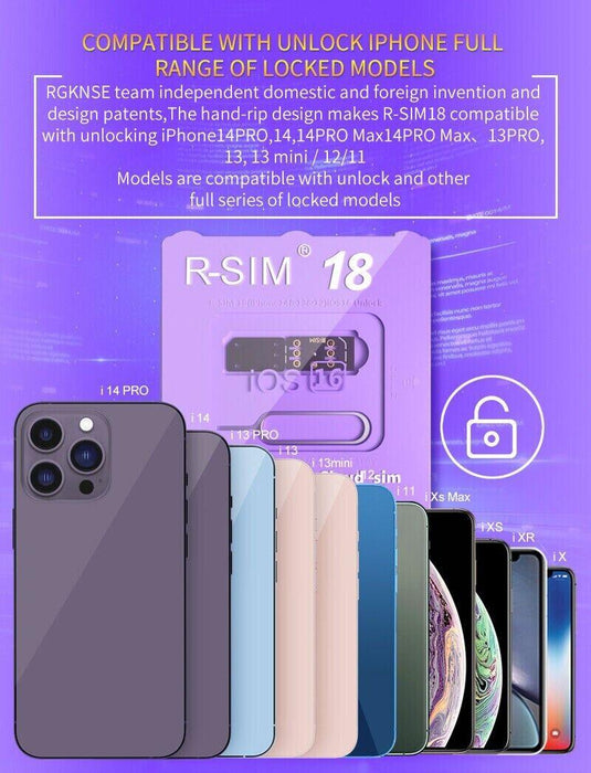 R-SIM18 RSIM 18 Nano Unlock Card For iPhone 14 Plus 13 12 11 Pro Max X - Lacatang Shop