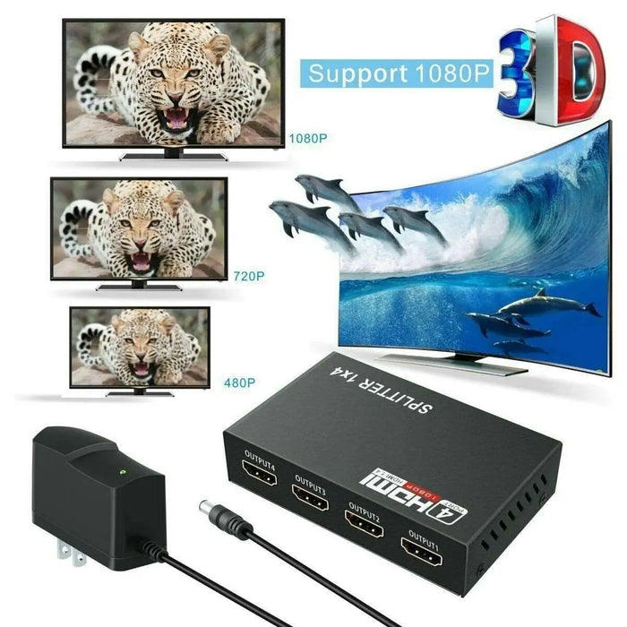 4 Port HDMI 4K Hub Multi Splitter & Amplifier For 3D HDTV 1080P 1X4 1 - Lacatang Shop