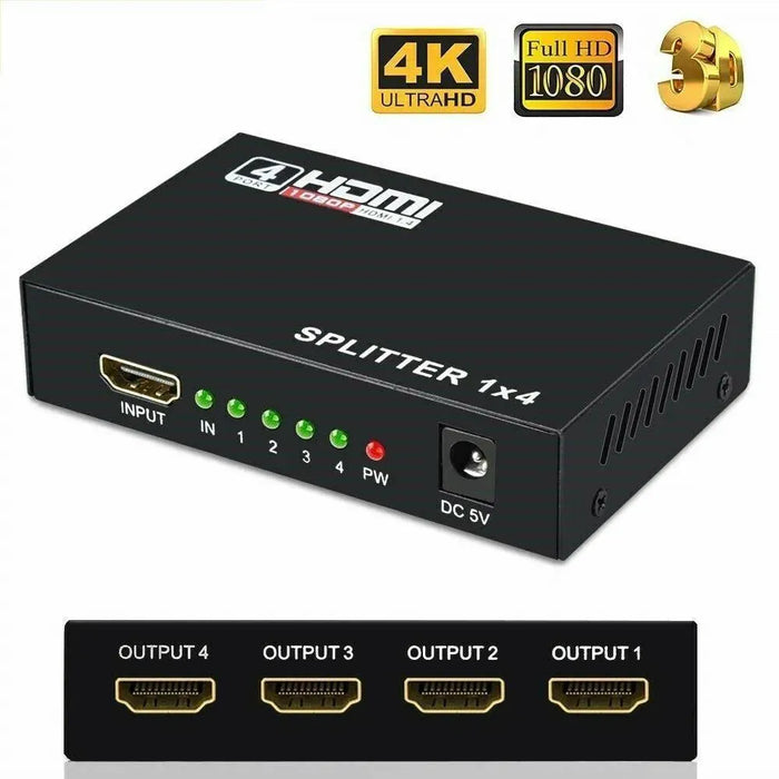 4 Port HDMI 4K Hub Multi Splitter & Amplifier For 3D HDTV 1080P 1X4 1 - Lacatang Shop