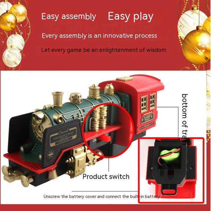 Remote Control Rail Car Smoke Music Light Christmas Charging Train Children's Toys - Lacatang Shop