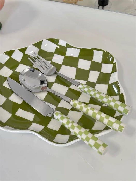 6 - Pack Modern Checkered Flatware Sets ( $4 / count ) - Lacatang Shop