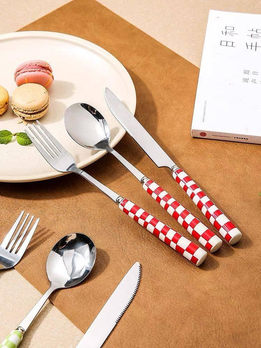 6 - Pack Modern Checkered Flatware Sets ( $4 / count ) - Lacatang Shop