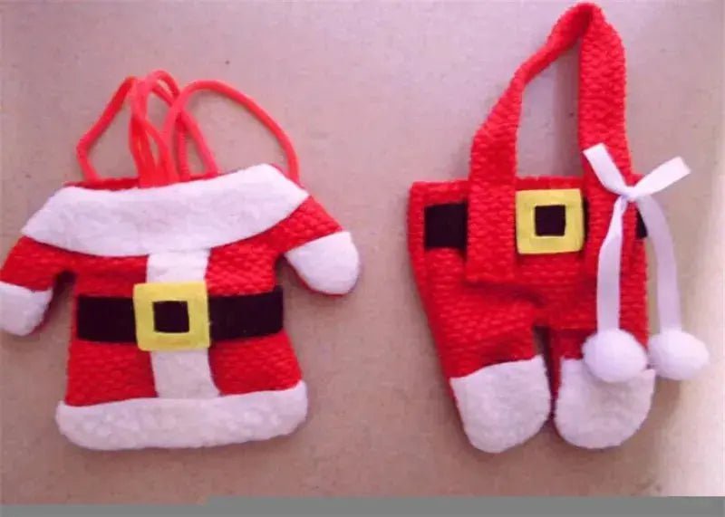 6 - Piece Santa Suit Cutlery Holder Set for Christmas Table Decor - Festive Silverware Pockets for Holiday Celebrations - Lacatang Shop