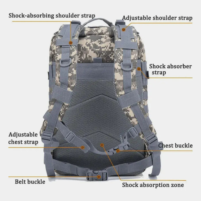 Tactical 45L Molle Rucksack Backpack Tactical 45L Molle Rucksack Backpack - Lacatang Shop Backpacks Black Lavender Lacatang Shop 