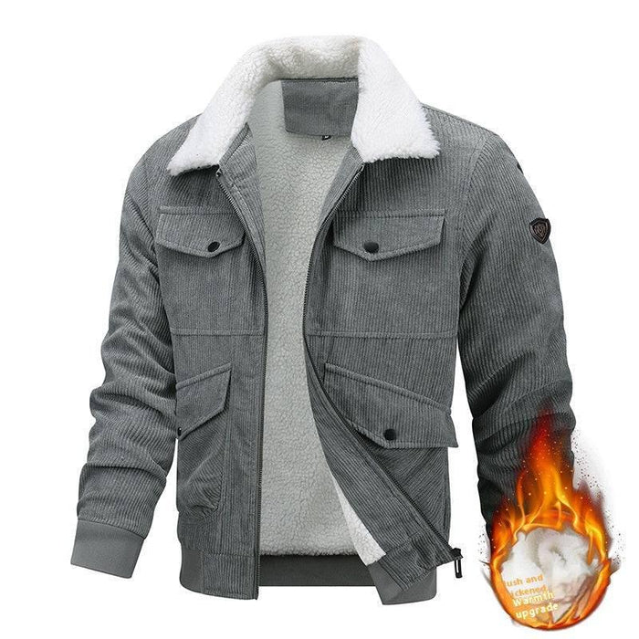 Winter Lapel Fleece Jacket With Pockets Warm Thicken Cotton Coat Men's Clothing - Lacatang Shop