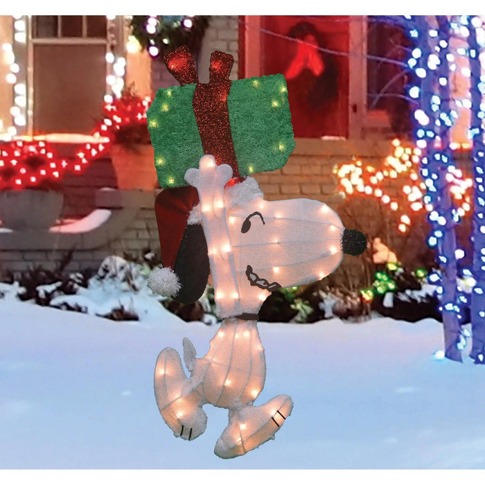 Peanuts Christmas 32" Prelit Snoopy Holding Present Outdoor Decoration - Clear Lights - Lacatang Shop