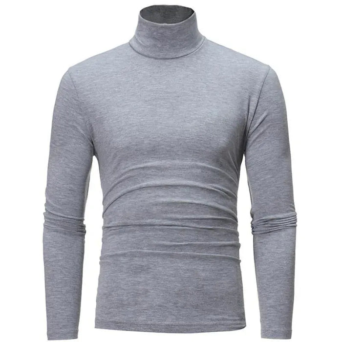 Autumn Winter Men's High Neck T-shirt Slim Fit Fashion High Elastic Long Sleeve Casual Breathable Apparel Pullover Thermal Tops