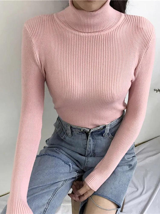 Turtleneck Sweater Womens 2024 Autumn Winter Tops Korean Slim Women Pullover Jumper Knitted Sweater Pull Femme Hiver Truien - Lacatang Shop