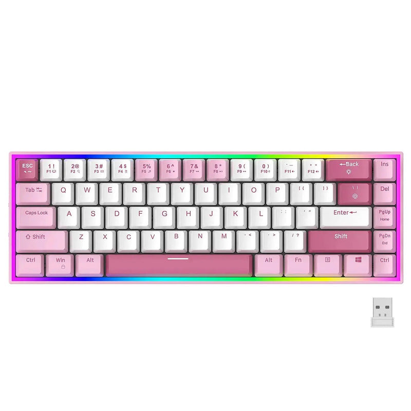 68 Keys Hot Swappable Transparent Gaming Keyboard RGB Backlit Outemu Gateron Cherry Axis Red Switch Wireless Mechanical Keyboard - Lacatang Shop